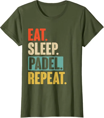 Vista 69 de Eat Sleep Padel Repeat - Camiseta de pádel retro vintage, Negro