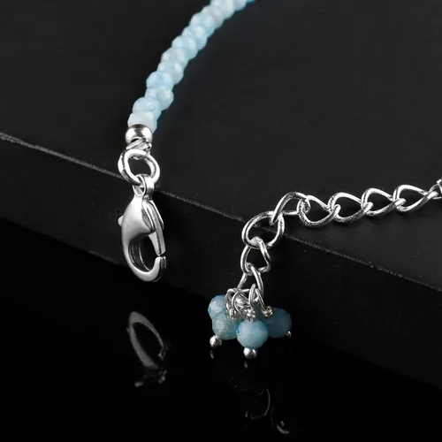 Vista 45 de Natural Gemstone Micro Round Beads Dainty Choker Bangle Bracelet, Handmade Jewelry for Women, Healing Chakra Crystals Silver Plated Chain 8 inch