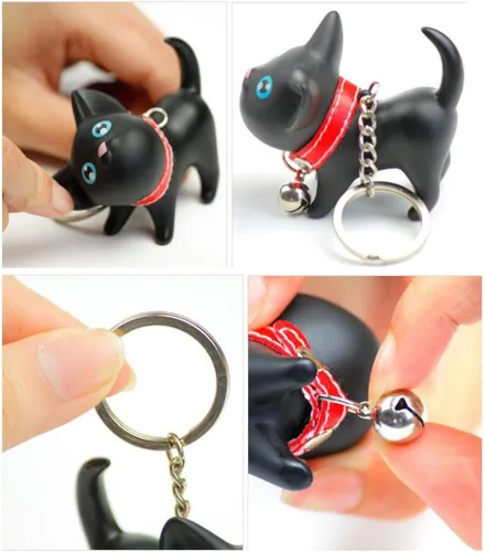 Vista 6 de Llavero con diseño de gato y gatito para automóvil, adorable bolsa Kawaii, juguete colgante, idea de regalo para niñas, mujeres y hombres