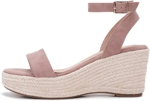 Vista 3 de VICKIVICKI Alpargatas de verano para mujer, sandalias de plataforma con correa de tobillo y puntera abierta