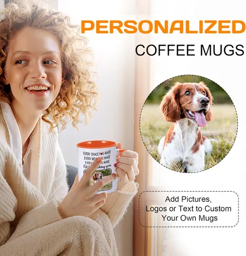 Vista 2 de Taza de café personalizada con nombre de foto de mascota, 11 onzas, regalos personalizados de cumpleaños de Navidad para amantes de los perros, taza