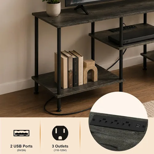Vista 4 de Soporte de TV de 50 pulgadas para dormitorio, soportes de TV gris