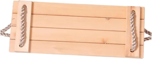 Vista 3 de Juego de columpios de madera con asiento antideslizante y cuerda de nailon grueso para adultos, columpio colgante para interiores y exteriores