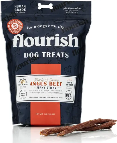 Vista 15 de Flourish Pets Angus - Palitos de carne seca de res, golosinas para perros, masticables de entrenamiento saludable (8 onzas)