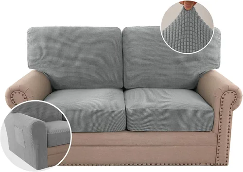 Vista 65 de H.VERSAILTEX Fundas elásticas para sillas de varias piezas, fundas para cojines ajustables para asiento y respaldo