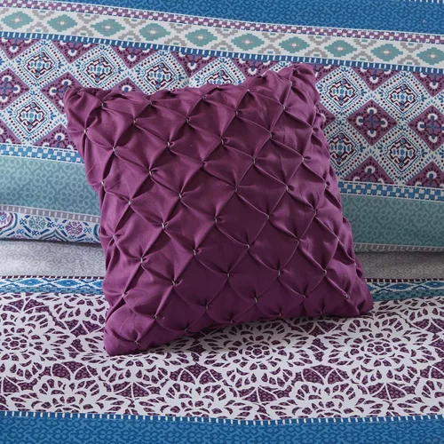 Vista 9 de [Usado] Intelligent Design - Juego de cama moderno para todas las estaciones con funda a juego y cojines decorativos Morado