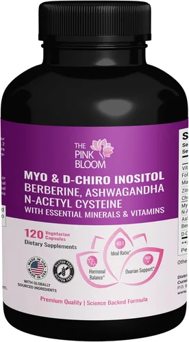 Vista 2 de Myo & D-Chiro Inositol Proporción 40:1 – 120 Cápsulas Suplemento de inositol Myo para mujeres con vitamina D, Ashwagandha, Folato y Zinc