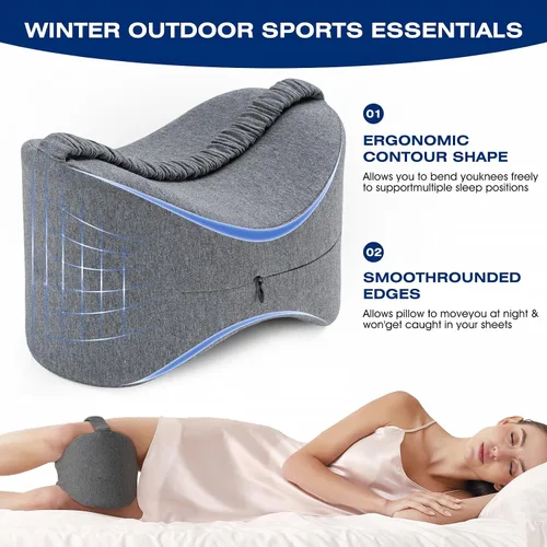 Vista 3 de Almohada de rodilla y pierna para dormir de lado, almohada de pierna para dormir de lado con correa, 100% espuma viscoelástica, cojín espaciador