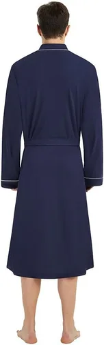 Vista 6 de U2SKIIN Mens 100% Cotton Robe Lightweight Knit Bathrobe A-Azul marino