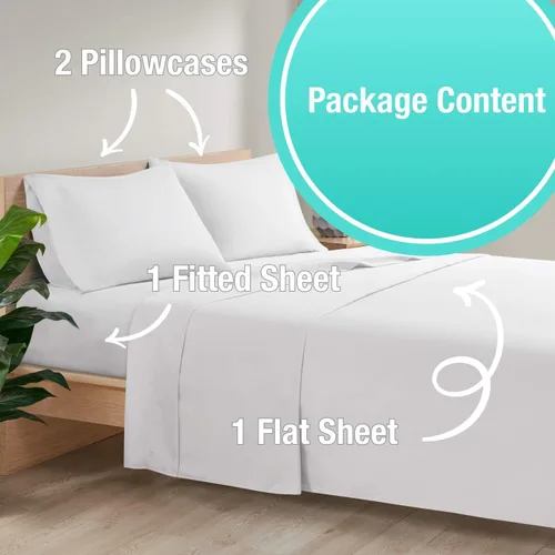 Vista 4 de LaxLinen 4 PCs Sheet Set (+30 Inch) Extra Deep Pocket Twin/Single Bed Size, Aqua Solid 600 Thread Count 100% Egyptian Cotton
