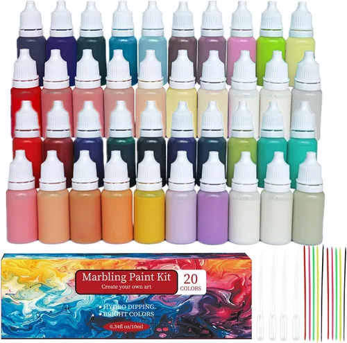 Vista 6 de JAJADO Kit de 27 piezas de pintura de mármol de agua, tinta de mármol de pintura de agua y patrón de mármol turco, pintura flotante de vertido
