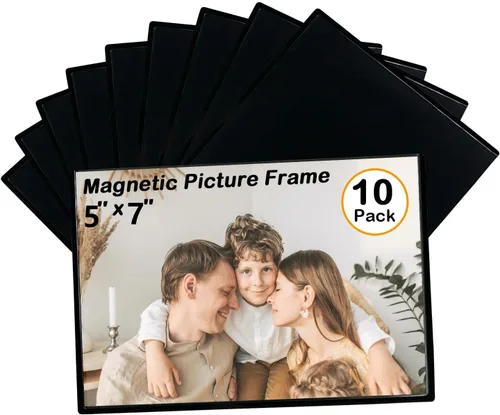 Vista 11 de Marco magnético para fotos, capacidad para fotos de 4 x 6 pulgadas, fundas negras reutilizables para nevera, taquilla, gabinete de oficina