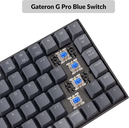 Vista 2 de Keychron K2 Teclado mecánico inalámbrico Bluetooth 51con cable USB para diseño de Mac teclado compacto de 84 teclas interruptor Gateron G Pro azul