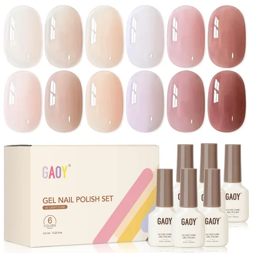 Vista 20 de GAOY Berry Collection - Esmalte de uñas en gel, color rosa intenso, borgoña, rojo, cereza y magenta, kit de esmalte de uñas para manicura de salón