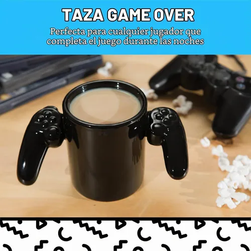 Vista 2 de BigMouth Inc Game Over, taza de cerámica, color negro