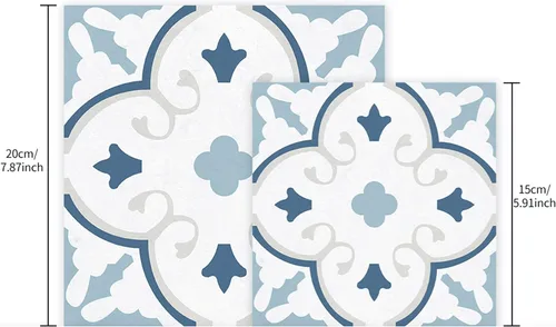 Vista 3 de 12 calcomanías de vinilo esmerilado para transferencia de salpicaduras en muro, adhesivo autoadhesivo para suelo de cocina y baño, azul español, 6 x