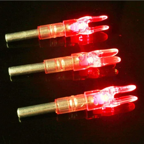 Vista 2 de 6PCS-Nuevas cerraduras iluminadas para flechas con 0.244"/6.2mm de diámetro interior Led Nocks con botón de interruptor para tiro con arco caza Rojo