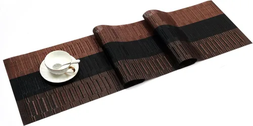 Vista 55 de SHACOS - Caminos de mesa de vinilo tejido, lavables, para uso en interiores o exteriores, fáciles de limpiar