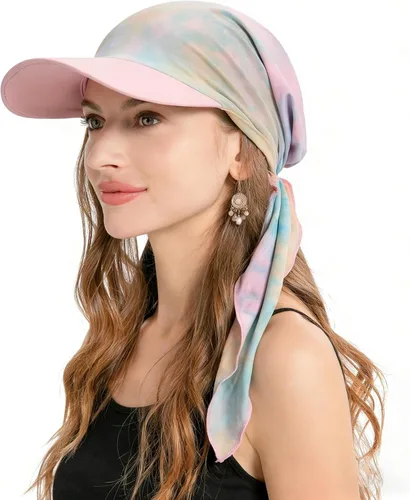 Vista 11 de ZLYC Gorro ligero con ala de quimioterapia para mujer, bufanda para la Tie Dyed Purple