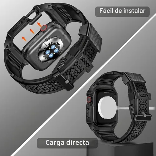 Vista 6 de SUPLINK Caja y Correa de Acero Inoxidable Compatible con Correas de Apple Watch 40mm 41mm 38mm para Hombre, Funda Resistente con Amortiguador
