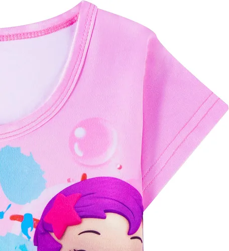 Vista 7 de Vestido de dibujos animados de burbujas para niñas pequeñas vestidos con estampado Guppy para niños vestido camisero de 3 a 6 años