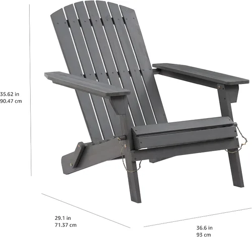Vista 2 de Amazon Aware Silla Adirondack plegable para exteriores con certificación FSC, madera de acacia, gris oscuro