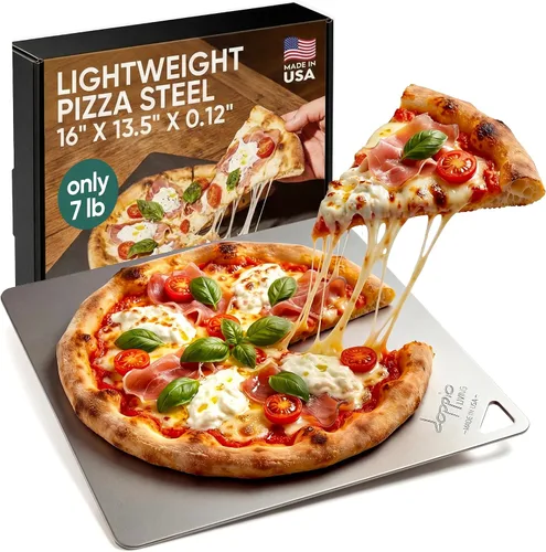 Vista 8 de Acero para pizza para horno Fabricado en Estados Unidos 16 x 14.25 pulgadas Acero para hornear pre-sazonado para pan, pizza, masa madre y más