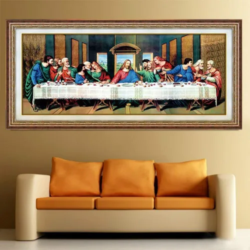 Vista 3 de pigpigboss The Last Supper - Kit de arte de pintura de diamantes de imitación 5D DIY religión por números para adultos, principiantes, decoración