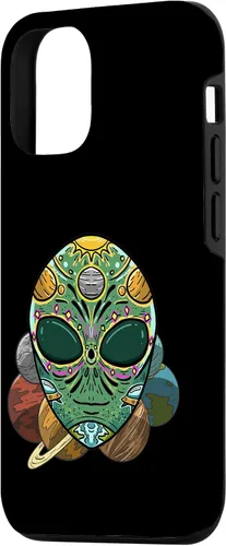 Vista 2 de Funda de regalo para iPhone 14 Alien Sugar Skull Galaxy Retro ET Dia De Los Muertos