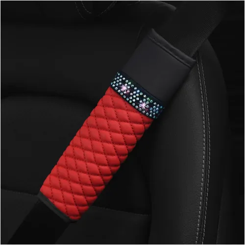 Vista 9 de AICEL - Juego de 2 fundas para cinturón de seguridad de auto, correa de hombro con brillo de strass para una conducción más cómoda, almohadillas