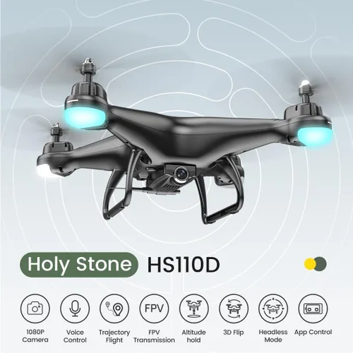 Vista 4 de Dron Holy Stone HS110D controlado por radio con cámara HD 1080P, vídeo en vivo, gran angular de 120°, WiFi, quadrirotor con sensor de gravedad