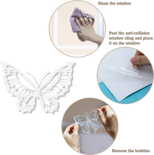 Vista 2 de Outus 32 calcomanías de ventana para ataques de pájaros, anticolisión, calcomanías de vidrio para puertas de prevención de golpes para proteger