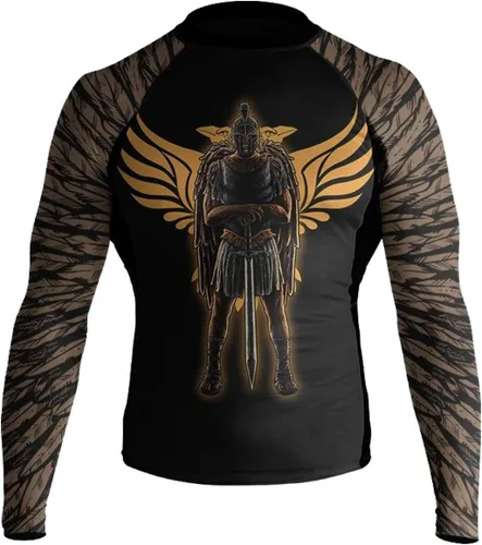Vista 2 de Archangel MMA BJJ Rash Guard para hombre, color negro