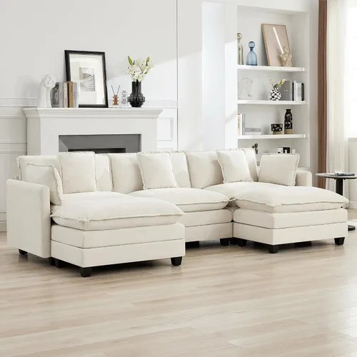 Vista 75 de Sofá modular en forma de nube de 113 pulgadas, sofás de asiento profundo de gran tamaño para sala de estar, sofá modular tapizado de chenilla