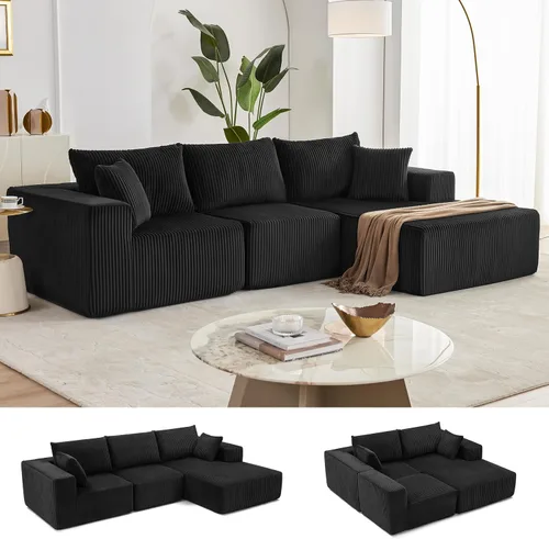 Vista 32 de Sofá seccional modular de 108", sofá seccional Cloud con asiento profundo, sofá modular moderno en forma de L con chaise, sofás tapizados sin Beige