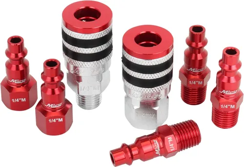 Vista 10 de Milton S-314MKIT ColorFit kit de acoplador y enchufe (estilo M, rojo) - 1/4 pulgadas NPT (14 piezas)