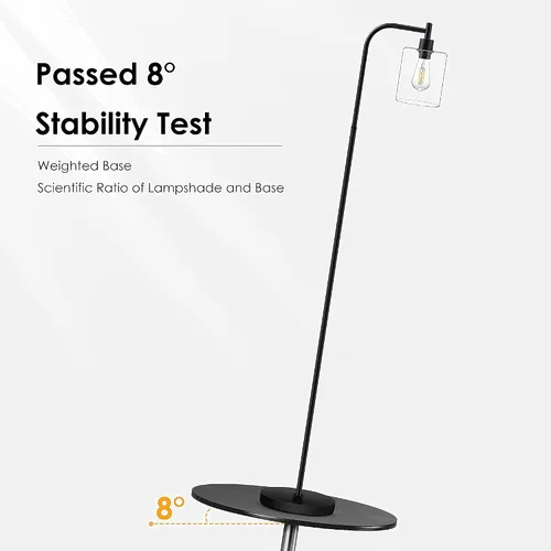 Vista 6 de BoostArea Lámpara de pie con pantalla de vidrio, lámpara de pie industrial moderna con interruptor de pie, brillante lámpara LED de 6 W para sala