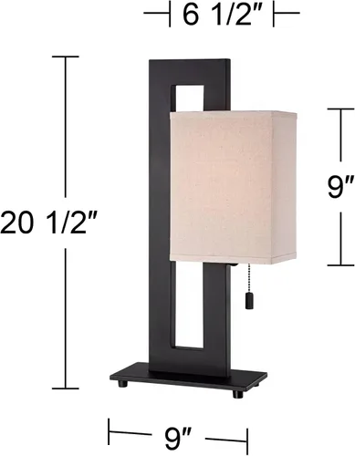 Vista 4 de 360 Lighting Lámpara de Mesa de Acento Moderna de 20.5" de Alto Color Bronce Marrón Espresso Rico Base de Metal Rectangular Abierta Pantalla de Caja