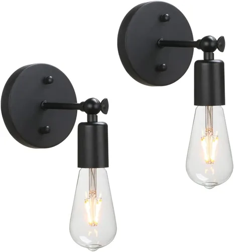 Vista 7 de PERMO Juego de 2 lámparas minimalistas de pared de un solo enchufe con interruptor de encendido/apagado (negro)