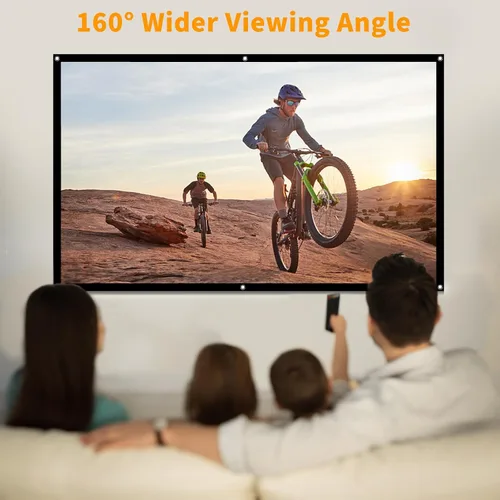 Vista 7 de Pantalla de proyección de 72 y 100 pulgadas 16:9 plegable, antiarrugas, plegable, portátil, para cine en casa, soporte para interiores y exteriores