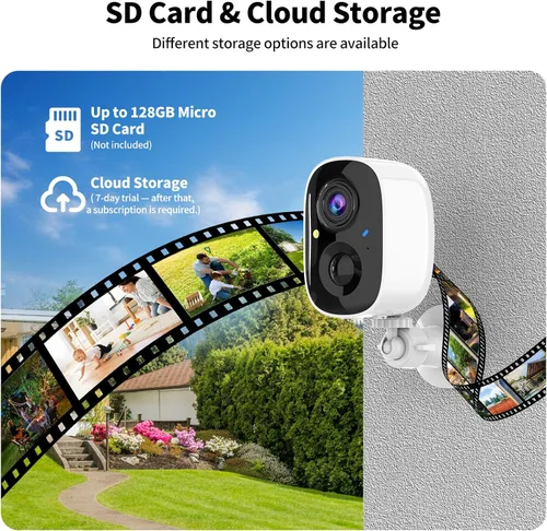 Vista 5 de Cámara de seguridad inalámbrica inteligente FHD 2K para interiores y exteriores, cámara WiFi con energía solar con visión nocturna a
