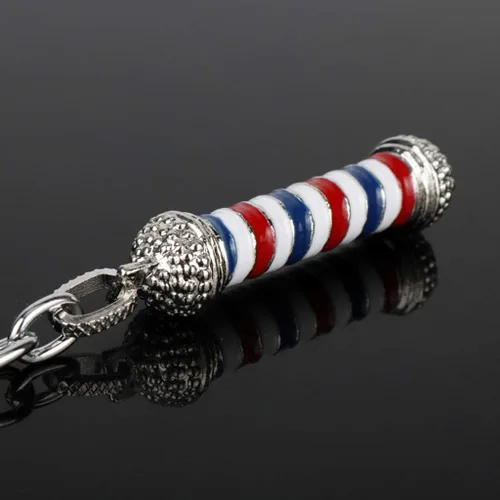 Vista 6 de UKD Hermoso 1X Llavero Barbería Salon Logo Llavero Cierre de Llave Adornos DIY Artesanía Recuerdo Regalo de Cumpleaños Plata Nuevo