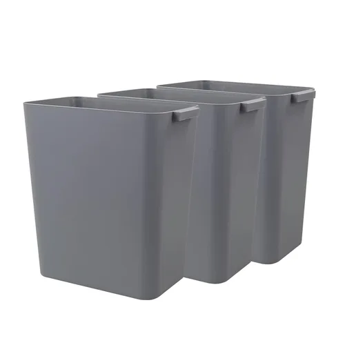 Vista 10 de Paquete de 3 cubos de basura negros de 4.5 galones, contenedor de basura Construcción de plástico resistente, forma rectangular que ahorra