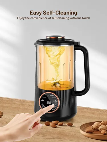 Vista 5 de Máquina para hacer leche de frutos secos, 35 oz casera de soja, almendra, avena, coco, bebidas a base de plantas y sin lácteos, máquina automática
