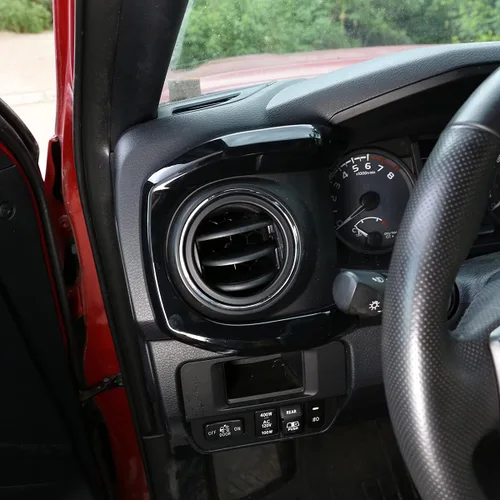 Vista 5 de YIWANG - Cubierta para panel de salpicadero de consola central de ABS para Toyota Tacoma 2016-2020, accesorios de coche de conducción izquierda Negro