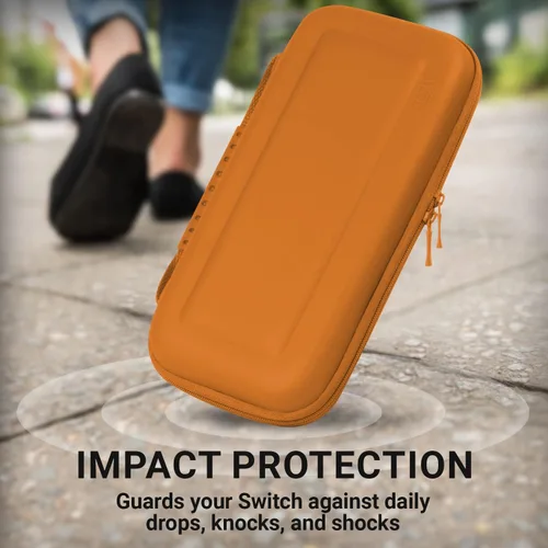 Vista 5 de Orzly Carrying case for Nintendo Switch OLED and Switch Console - Orange Protective Hard Portable Travel case Shell Pouch for Nintendo Switch