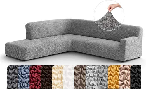 Vista 42 de PAULATO BY GA.I.CO. Funda de sofá modular, funda para sofá chaise longue en forma de L, fundas lavables para sofá esquinero, funda elástica de Gris