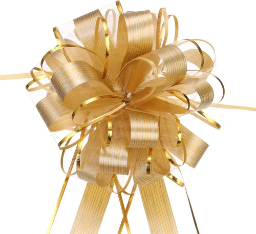 Vista 25 de MECCANIXITY 20 lazos grandes de organza de 7 pulgadas para envolver regalos, cintas de organza color negro para cestas de boda, regalos de fiesta