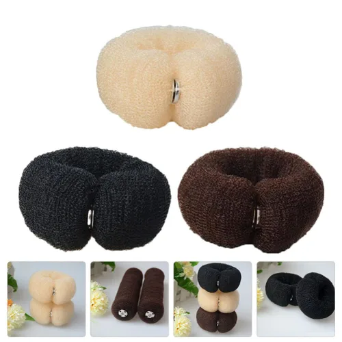 Vista 6 de Moldeador de donas grande, 6 piezas para hacer moños de cola de caballo, moño, moño de dona, bandas elásticas para el cabello, moldeador de donas