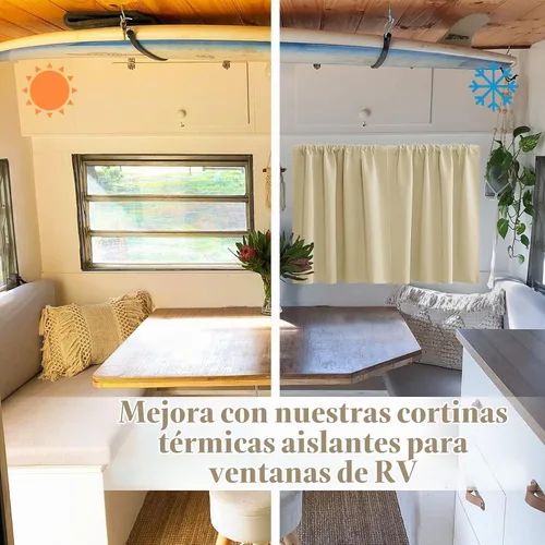 Vista 2 de PANELSBURG - Cortinas de cocina para ventanas, cortinas cortas térmicas aisladas de invierno para puerta con ventana, 24 pulgadas de largo, beige